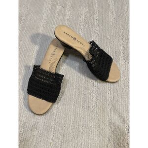 Karen Scott Elsaa Black Knit Sandals Womens Size 9 Flip Flops Slides Slip‎ On
